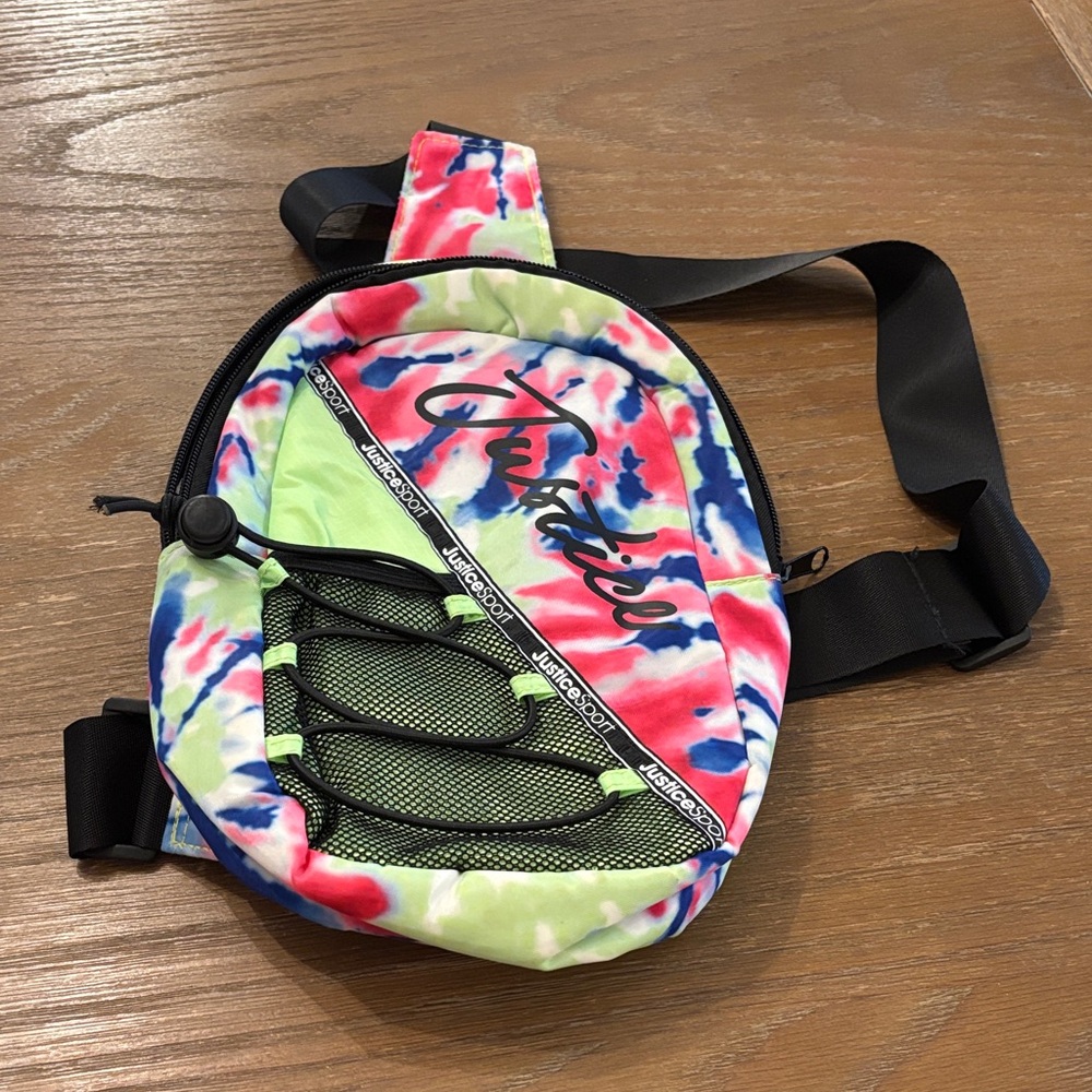 Justice Tie-Dye Kids Sling Bag - Red, Blue, Green